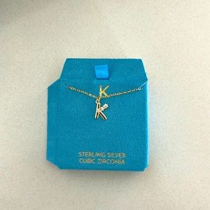 Sterling silver gold plated K necklace